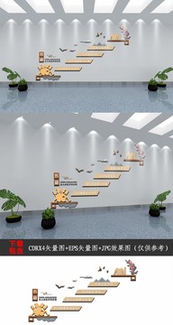 中国风中式学校楼道楼梯文化墙