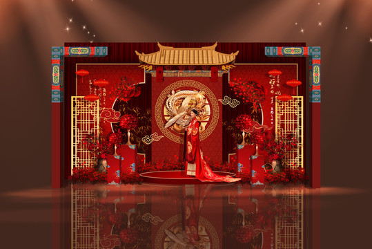 中式婚礼拍照效果图