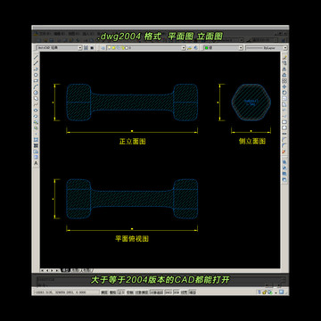 小臂女士哑铃CAD平面图立面图