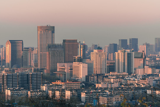 杭州黄昏城市天际线