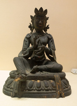 清代藏族绿度母铜像