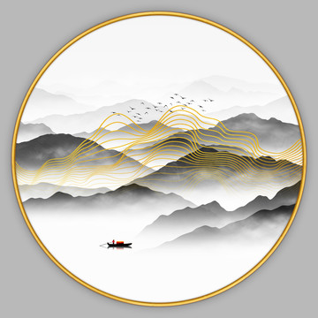 禅意线条山水画