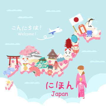 日本旅游创意设计插图