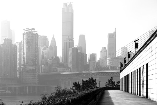 黑白重庆城市风光