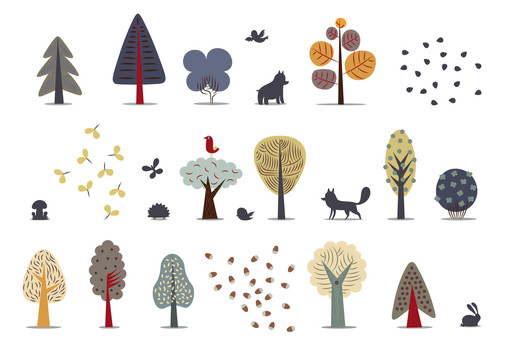 树木元素创意设计插图