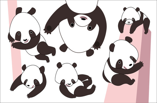 卡通熊猫创意设计插图
