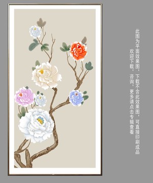 牡丹花挂画壁画