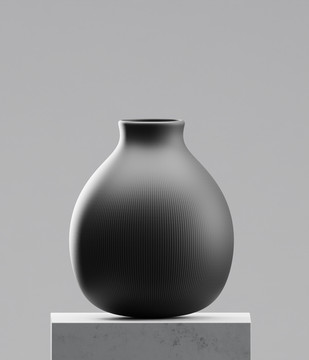 黑色条纹壶形花瓶展示图