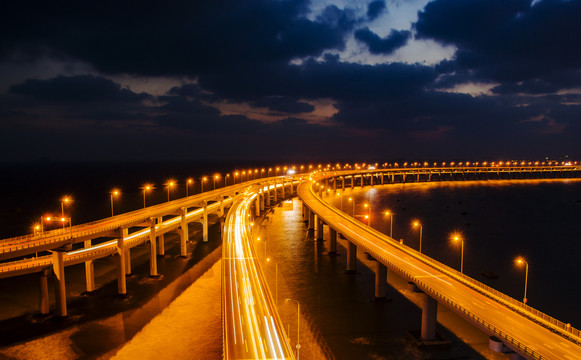 星海湾大桥夜景