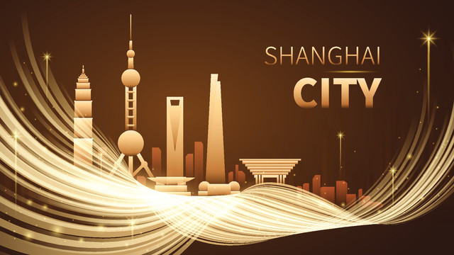 上海城市建筑抽象插画矢量