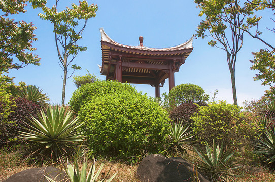 四角亭园林风景