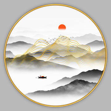 禅意线条山水画