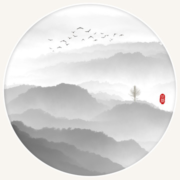 水墨山