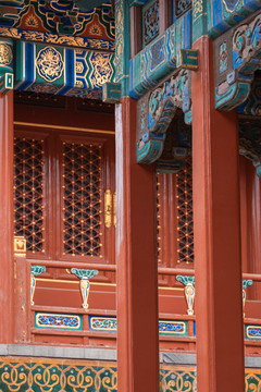 北京故宫红墙建筑和雕塑