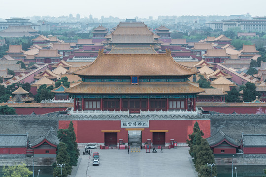 北京故宫天际线黄昏