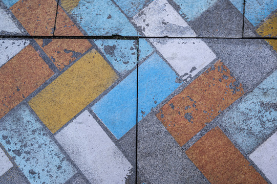 城市广场彩色地砖创意涂鸦