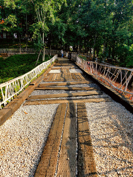 枕木木纹老木头园林道路