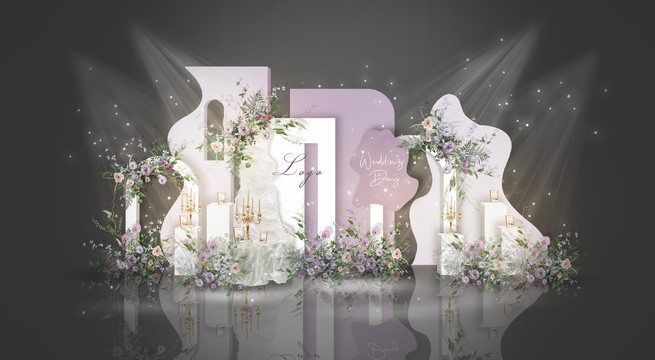 白紫色小清新婚礼设计
