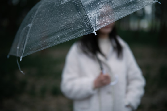 下雨天打伞的女人