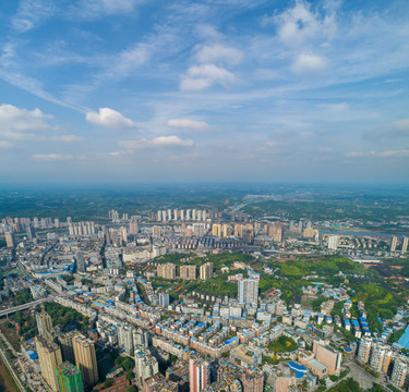 四川简阳市俯瞰城西