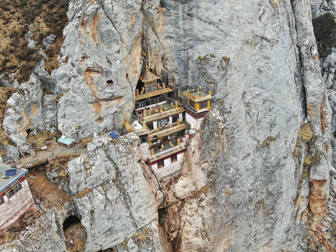 航拍玉树囊谦才角寺才久寺拉佐宫