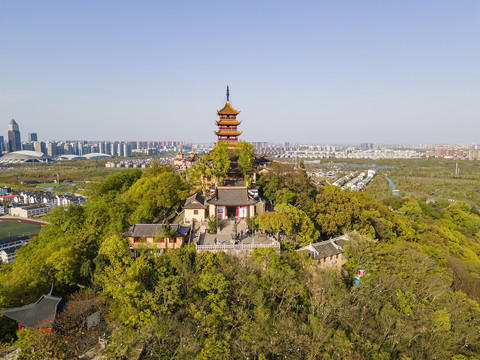 航拍南通狼山风景区