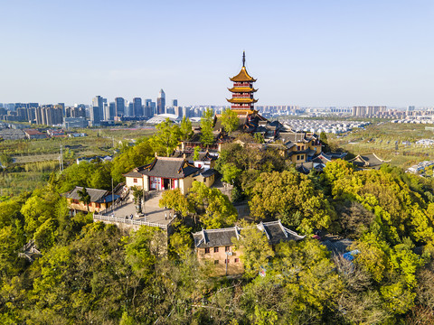 航拍南通狼山风景区