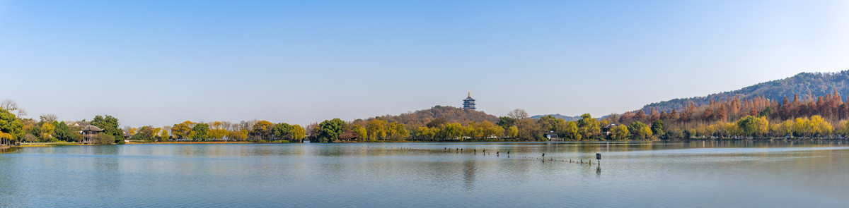 杭州西湖全景图大画幅苏堤雷峰塔