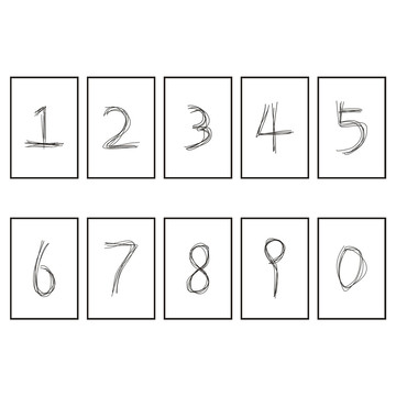 0到9数字潦草笔画