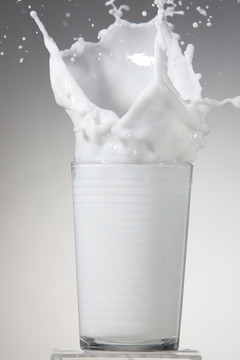 一杯牛奶飞溅着。