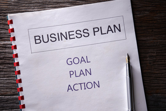 商业计划书和木笔背景，商业规划概念