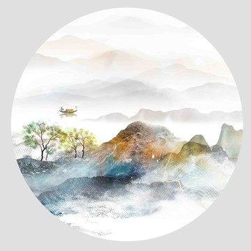 新中式水墨山水画