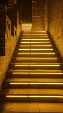 楼梯城墙夜景