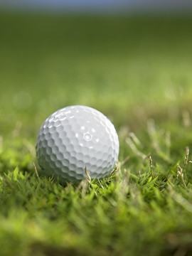 高尔夫球落在草地上