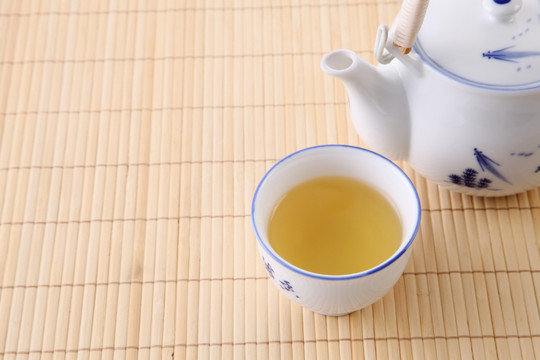 竹席日本白茶壶