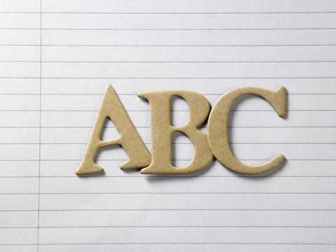 单行本上字母a b c的特写