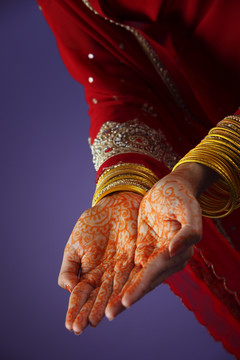 印度女人手拉手的特写镜头