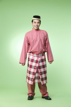 穿着传统服装的马来人