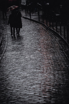 在雨中