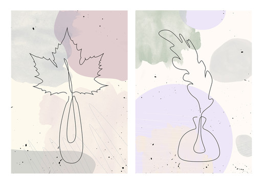 抽象创意树叶植物装饰插图
