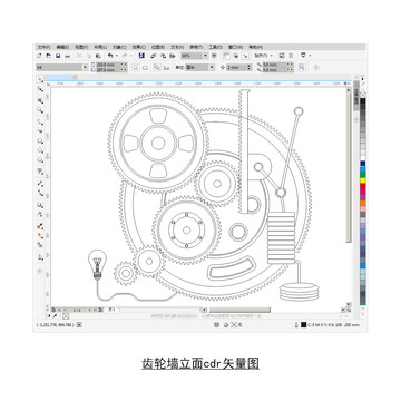 齿轮墙cdr立面图矢量图