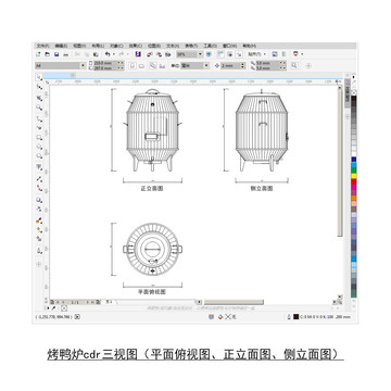 烤鸭炉cdr平面图立面图