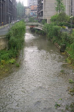 四川眉山洪雅县城小桥河流