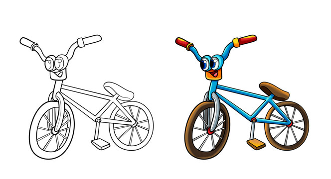 卡通自行车插画