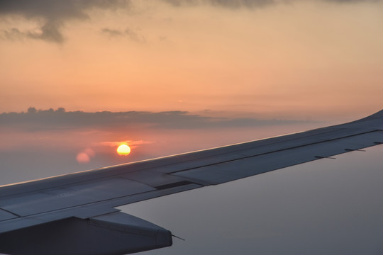 飞机上看夕阳