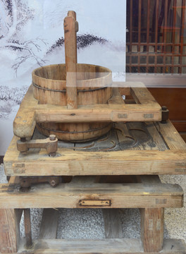 四川古董木质制茶设备茶叶揉捻机