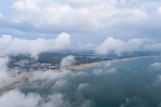 福建东山岛渔村海岸线航拍