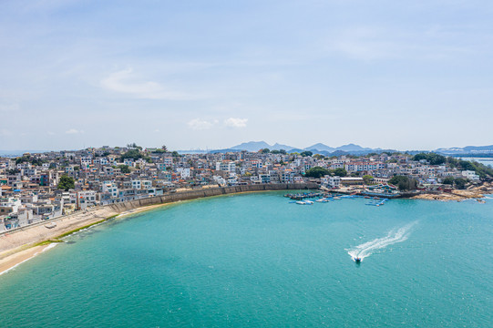 福建东山岛渔村海岸线航拍