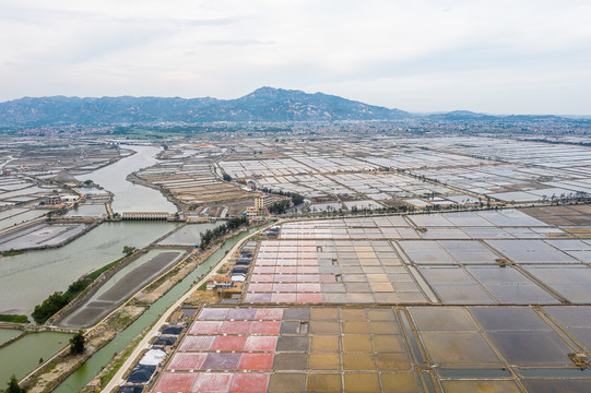 航拍中国福建省漳浦盐场