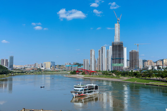 宜宾三江汇流城市景观